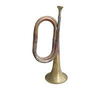 Tromba da cavalleria retrò vintage in ottone massiccio da 32 cm, in rame massiccio e ottone, per orchestra, band e rievocazioni militari