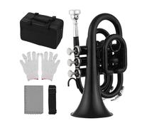 Tromba Dello Strumento Musicale Mini Tromba In Sib Strumento A Fiato In Ottone Con Custodia Per Il Trasporto In Panno Per Guanti(Black)