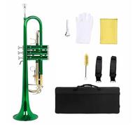Tromba Dello Strumento Musicale Tromba Musicale Colorata In Ottone Bb Strumento Musicale Professionale Con Guanti Da Boxe(Green)