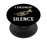 Tromba I Destroy Silenzio Divertente Jazz Musica Uomini Donne Bambini PopSockets PopGrip Adesivo