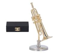 Tromba in miniatura realizzata in rame, decorazione per la casa, elegante decorazione della scrivania per l'ufficio, modello da 15 cm con stand per scaffale, studio musicale o (3.54in)