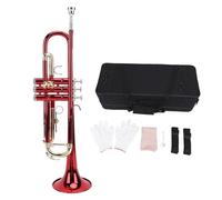 Tromba in Sib, Bocchino Lucidato a Diamante, Kit Tromba Strumento Musicale per Orchestra per Gruppi di Principianti Rosso, Comoda Pressione dei Tasti, Doppie Valvole Resistenti