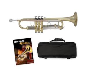 Tromba in Sib TTR-171 in ottone - completa con bocchino, custodia, accessori + metodo per tromba “Trumpet Basics”