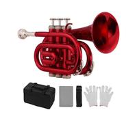 Tromba Mini tromba tascabile per orchestra professionale strumento a fiato in Sib con borsa portatile per bocchino (Color : Red)