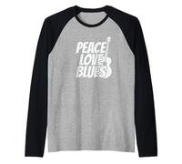 Tromba Musicale Peace Love Blues Maglia con Maniche Raglan