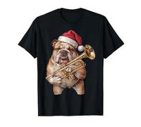 Tromba Natalizia con Bulldog Inglese Maglietta
