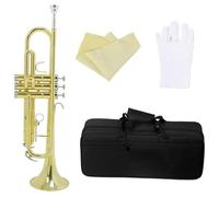 Tromba Per Principianti Tromba In Sib Dorata In Si Bemolle Strumento In Ottone Professionale Corno Di Grande Diametro Con Scatola E Accessori Per Strumenti Musicali(Gold)