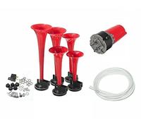 Tromba Pneumatica 5 Toni 'La Cucaracha' 12V Corno Rosso per Tutti i Veicoli Auto Camion Moto Suv Barche Clacson con la Melodia di La Cucaracha