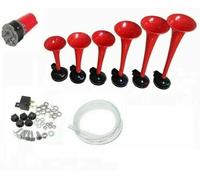 Tromba Pneumatica Musicale "Il Padrino" 12v 6 Cornetti Musicali ad Aria Compressa con Compressore Clacson Rosso per Tutti i Veicoli Auto Camion Moto Suv Barche Treni