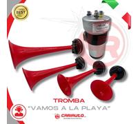 Tromba Pneumatica Suono Vamos a la playa Auto 12v 4 Cornetti trombe Melodiche