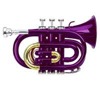 Tromba Pocket in Bb Ottone 11,8mm 3 Pistoni Set Bocchino Custodia Panno Viola