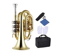 Tromba principianti Mini BB Tromba Piatta BB Pocket Trumba Pocket Tromba Strumento Di Vento In Ottone Con Guanti Del Boccaglio Custodia Per La Pulizia Dei Guanti Tromba Professionale