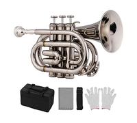 Tromba principianti Mini Pocket Trumpet BB BB Brass Materiale Strumento Di Vento Con Guanti Bodhpiece Guanti Custodia Per La Pulizia Tromba Professionale (Color : Sliver)