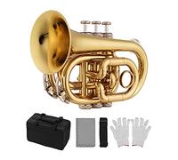 Tromba principianti Mini Pocket Trumpet BB BB Brass Materiale Strumento Di Vento Con Guanti Bodhpiece Guanti Custodia Per La Pulizia Tromba Professionale (Color : Gold)