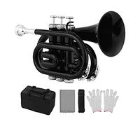 Tromba principianti Mini Pocket Trumpet BB BB Brass Materiale Strumento Di Vento Con Guanti Bodhpiece Guanti Custodia Per La Pulizia Tromba Professionale (Color : Black)