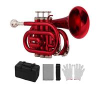 Tromba principianti Mini Pocket Trumpet BB BB Brass Materiale Strumento Di Vento Con Guanti Bodhpiece Guanti Custodia Per La Pulizia Tromba Professionale (Color : Crimson)