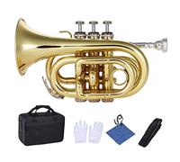 Tromba principianti Mini Pocket Trumpet BB BB Strumento Di Vento In Ottone Piatto Con Guanti Del Boccaglio Custodia Per Il Trasporto Del Panno Di Pulizia Tromba Professionale