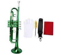 Tromba principianti Squisita Tromba BB B Tromba Piatta Brass Con Bocchino Pennello Per La Spazzola Guanti Di Stoffa Strumenti In Ottone Tromba Professionale (Color : Green)