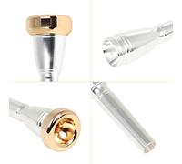 Tromba Professionale Bocchino Set Gambo in Ottone Placcato in Argento con 4 Tazze Rivestite