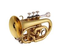 Tromba professionale Mini tromba tascabile per orchestra professionale strumento a fiato in Sib con borsa portatile per bocchino(Color:Gold)
