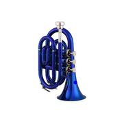 Tromba Standard Bb Set Per Principianti Mini Tromba Tascabile Sib Piatta In Ottone Strumento A Fiato Con Guanti In Tessuto Custodia Per Il Trasporto(Blue)
