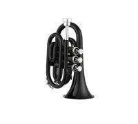 Tromba Standard Mini Tascabile Per Principianti Tromba Sib Flat In Ottone Strumento A Fiato Con Guanti E Custodia In Tessuto(Black)