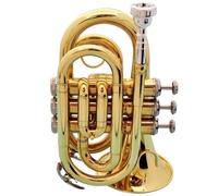 Tromba Standard Mini Tromba Tascabile Sib Strumento A Fiato In Ottone Con Guanti Custodia Per Il Trasporto(Golden)