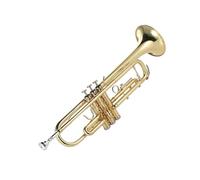 Tromba Strumento musicale squisito e durevole in ottone piatto placcato oro con guanti per boccaglio e scatola