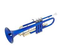 Tromba Tromba In Sib Corpo In Ottone Tromba Con Chiave Dorata Colorata Strumento Con Panno Per Strofinare Guanto Cinturino Posteriore Scatola Di Parti(Blue)