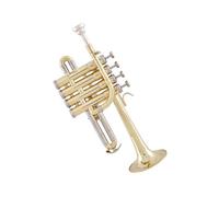tromba Tromba Professionale In Sib Piccolo Tromba In Ottone Con Superficie Laccata Dorata Pistone In Lega Per Tromba A Tre Toni(Color:Golden)