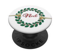 Trombe che annunciano Noel: Merry Christmas Wreath PopSockets PopGrip Adesivo