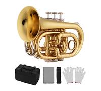 Trombe Mini Pocket Trumpet BB BB Brass Materiale Strumento Di Vento Con Guanti Bodhpiece Guanti Custodia Per La Pulizia strumento a tromba