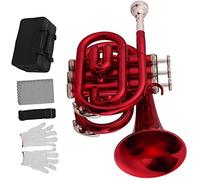 Trombe, Mini tromba professionale Mini tromba Pocket Bb Flat Brass Materiale Strumento in ottone con custodia for il trasporto del bocchino(Red)