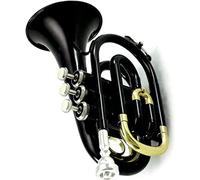 Trombe, Mini tromba professionale Tromba tascabile professionale Flat B Bb Tone Strumento a fiato in ottone con custodia for guanti bocchino(5)