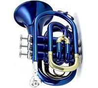 Trombe, Mini tromba professionale Tromba tascabile professionale Flat B Bb Tone Strumento a fiato in ottone con custodia for guanti bocchino(4)
