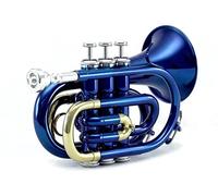 Trombe Professionale Pocket Tromba Tono Piatto B Bb Ottone Strumento a Fiato Tromba (Colore: Blu)