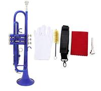 Trombe Tromba BB B Strumento Di Ottone Piatto Tromba Squisita Con Bocchino Per La Pulizia Spazzola Guanti Guanti strumento a tromba (Color : Blue)