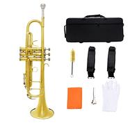Trombe Tromba D'oro Bb B Flat Strumento Professionale In Ottone Tromba Di Grosso Calibro Con Accessori Musicali Per Bocchino Con Cinturino In Scatola strumento a tromba