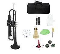 Trombe Tromba D'ottone Sib B Piatto Con Bocchino Borsa Per Il Trasporto Accordatore Muto Supporto Per Tromba Guanti Strumenti Per La Pulizia Strumento A Fiato strumento a tromba (Color : Black)