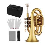 Trombette Mini Pocket Trumpet Bb Strumento In Ottone Guanti Tromba Portatile Professionale(Gold)