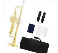 Trombette Tromba Sib Si Bemolle Ottone Oro Squisito Durevole Strumento Musicale Supporto Altoparlante Debole Guanti Cinghia Custodia(A)