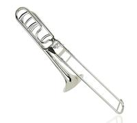Trombone Professionale Trombone Tenore In Plastica, Strumento In Ottone, Si Bemolle, Trombone Professionale Con Accessori (Color : Silver)