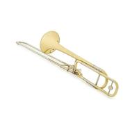 Trombone Sib/Fa In Ottone Giallo Con Conchiglia E Bocchino