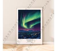 Tromso Illustrazione Stampa Norway da Viaggio Poster Opera D'Arte Decoro Regalo