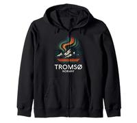 Tromso Norvegia Norvegese Aurora boreale Neve Retro Oslo 47 Felpa con Cappuccio
