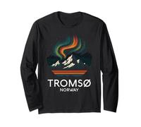 Tromso Norvegia Norvegese Aurora boreale Neve Retro Oslo 47 Maglia a Manica