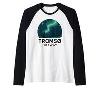Tromso Norvegia Norvegese Aurora boreale Neve Retro Oslo 47 Maglia con Maniche Raglan