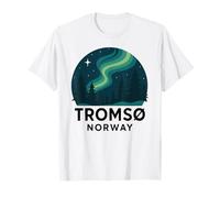 Tromso Norvegia Norvegese Aurora boreale Neve Retro Oslo 47 Maglietta