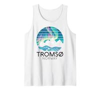 Tromso Norvegia Norvegese Aurora boreale Neve Retro Oslo Canotta