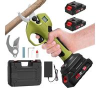 Troncarami a batteria professionale elettrica con display LCD, motore brushless, 2 batterie da 2000 mAh, 21 V, diametro di taglio massimo 40 mm, interruttore di sicurezza, per rami e arbusti